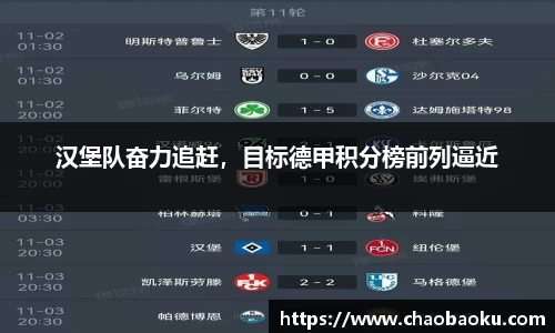 汉堡队奋力追赶，目标德甲积分榜前列逼近