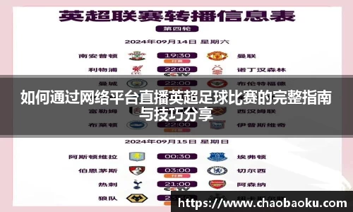 如何通过网络平台直播英超足球比赛的完整指南与技巧分享